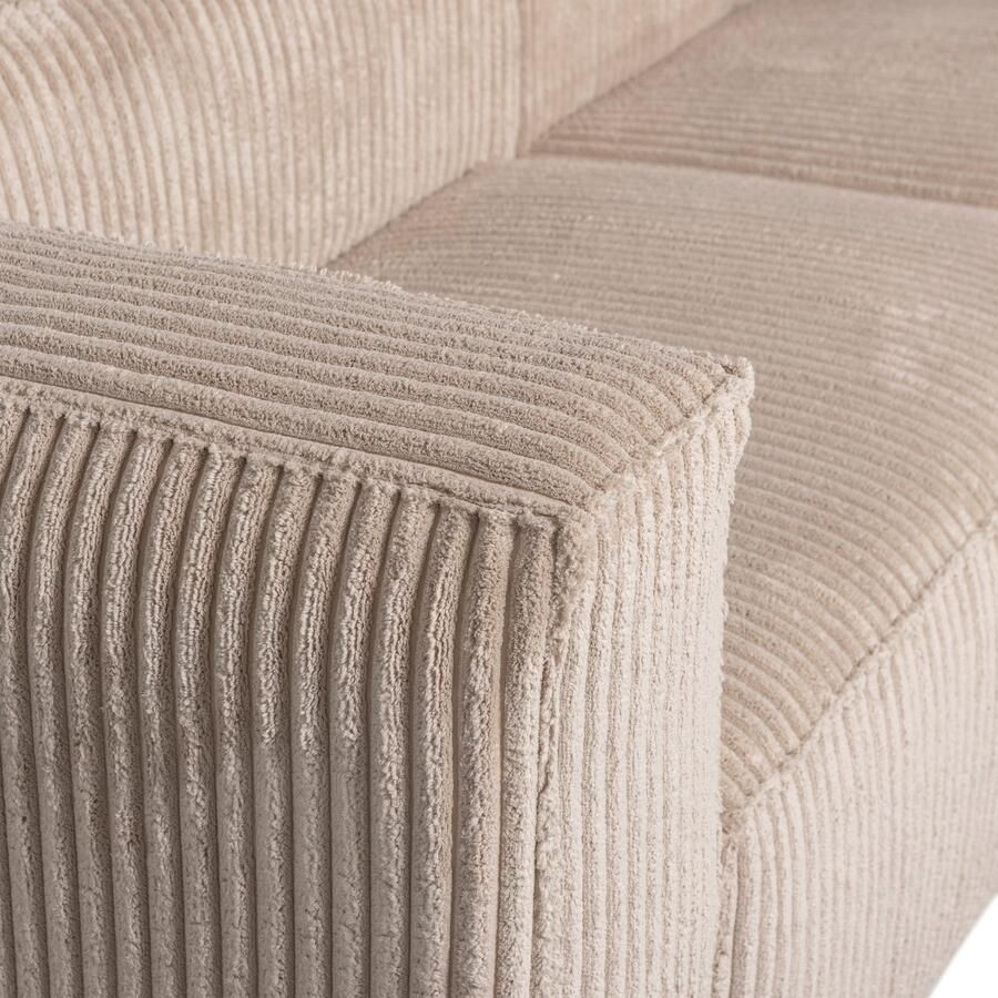 WOOOD Bean Chaise Longue Bank Rechts Ribstof Travertin -73x254x178