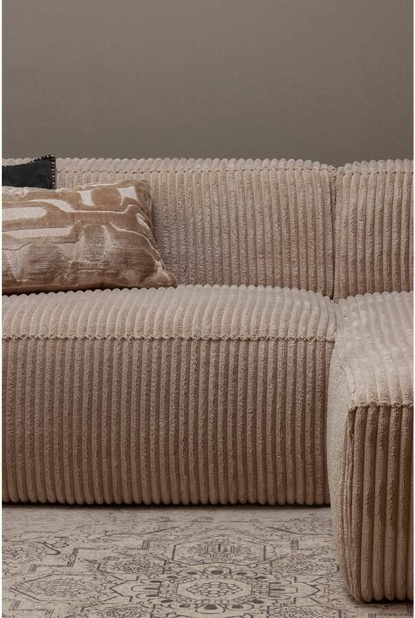 WOOOD Bean Chaise Longue Bank Rechts Ribstof Travertin -73x254x178 - Foto 3