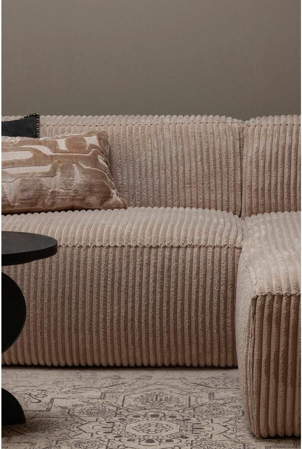 WOOOD Bean Chaise Longue Bank Rechts Ribstof Travertin -73x254x178 - Foto 4