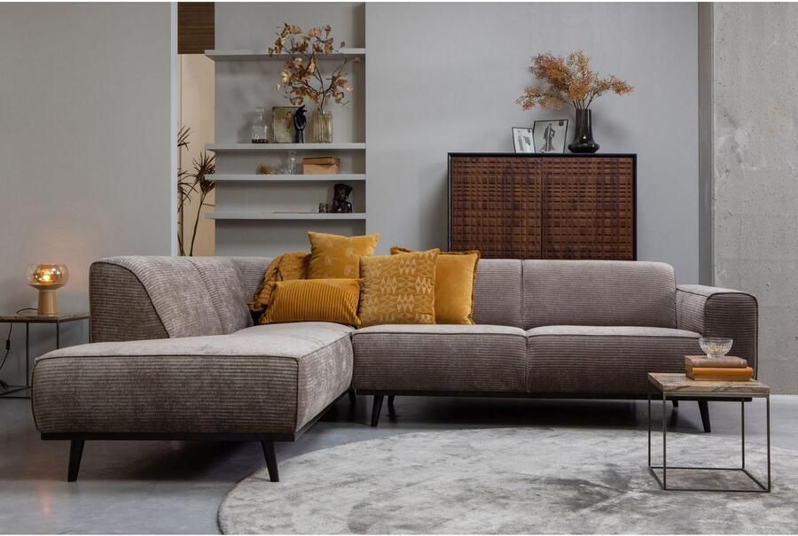 BePureHome Statement Hoekbank Links Rib Taupe 77x274x210