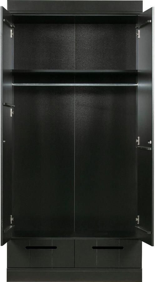 Woood Connect Kledingkast H 195 x B 94 x D 53 cm Lades Plank en Roede Zwart - Foto 4