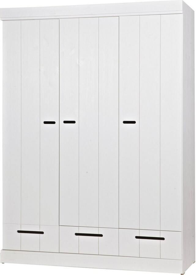 Woood Connect Kledingkast H 195 x B 140 x D 53 cm Lades Planken en Roede Wit - Foto 7