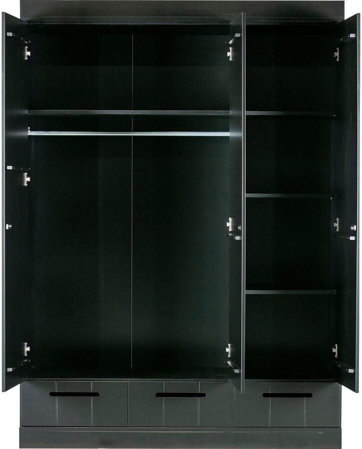 Woood Connect Kledingkast H 195 x B 140 x D 53 cm Lades Planken en Roede Zwart - Foto 4