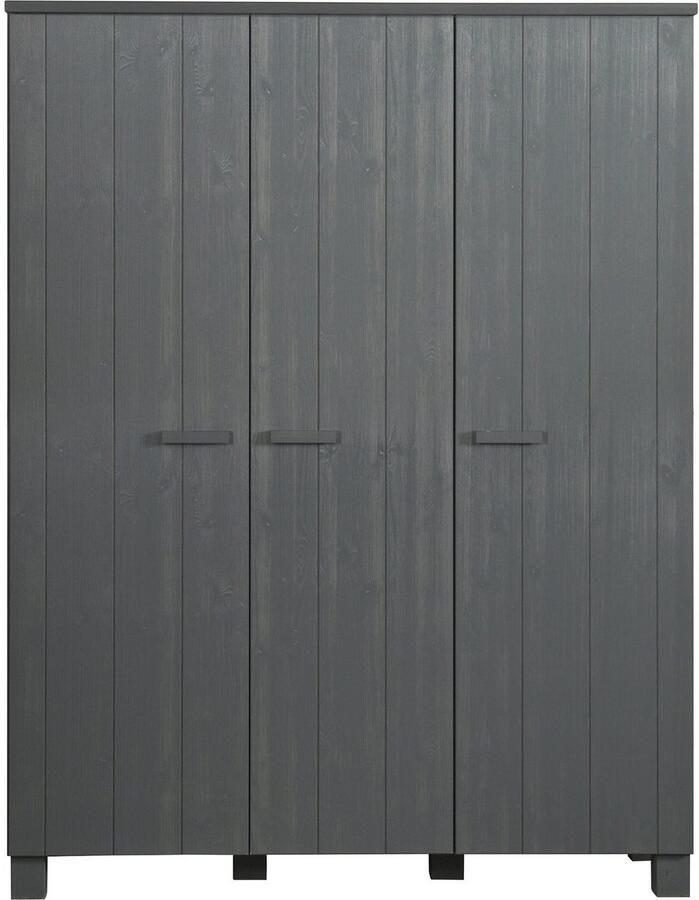 WOOOD Dennis 3-Deurs Kast Grenen Geborsteld Staal Grijs 202x158x55 - Foto 2