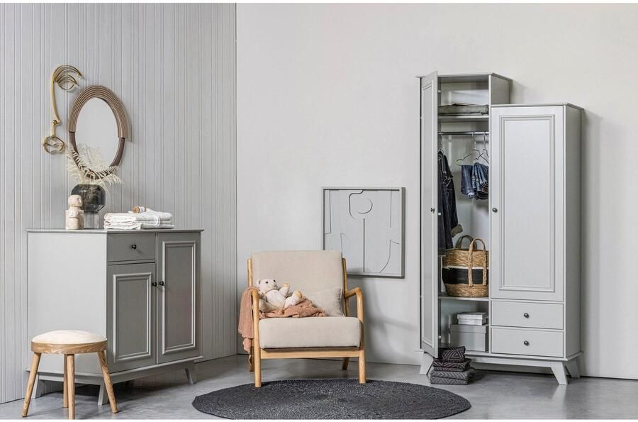 WOOOD Kledingkast Lily massief dennenhout met kledingstang h 190 cm x b 98 cm - Foto 2