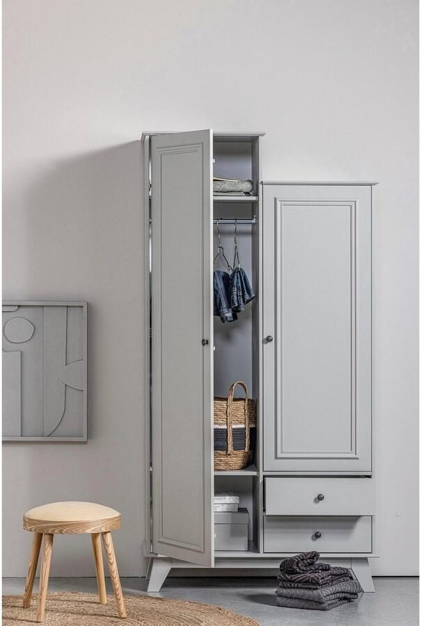 WOOOD Kledingkast Lily massief dennenhout met kledingstang h 190 cm x b 98 cm - Foto 3