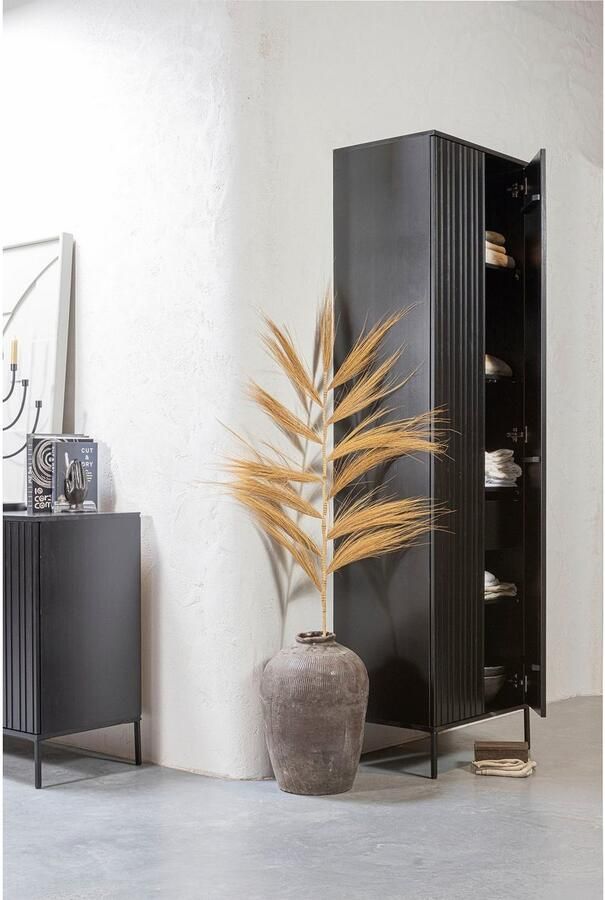 WOOOD Exclusive Opbergkast New Gravure Grenen 210 x 60cm Zwart Japandi - Foto 4