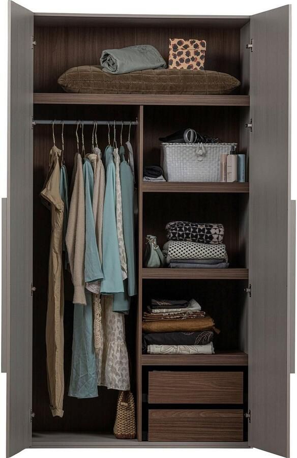 WOOOD Kledingkast Rens van notenhoutdecor veel opbergruimte hoogte 210 cm - Foto 6