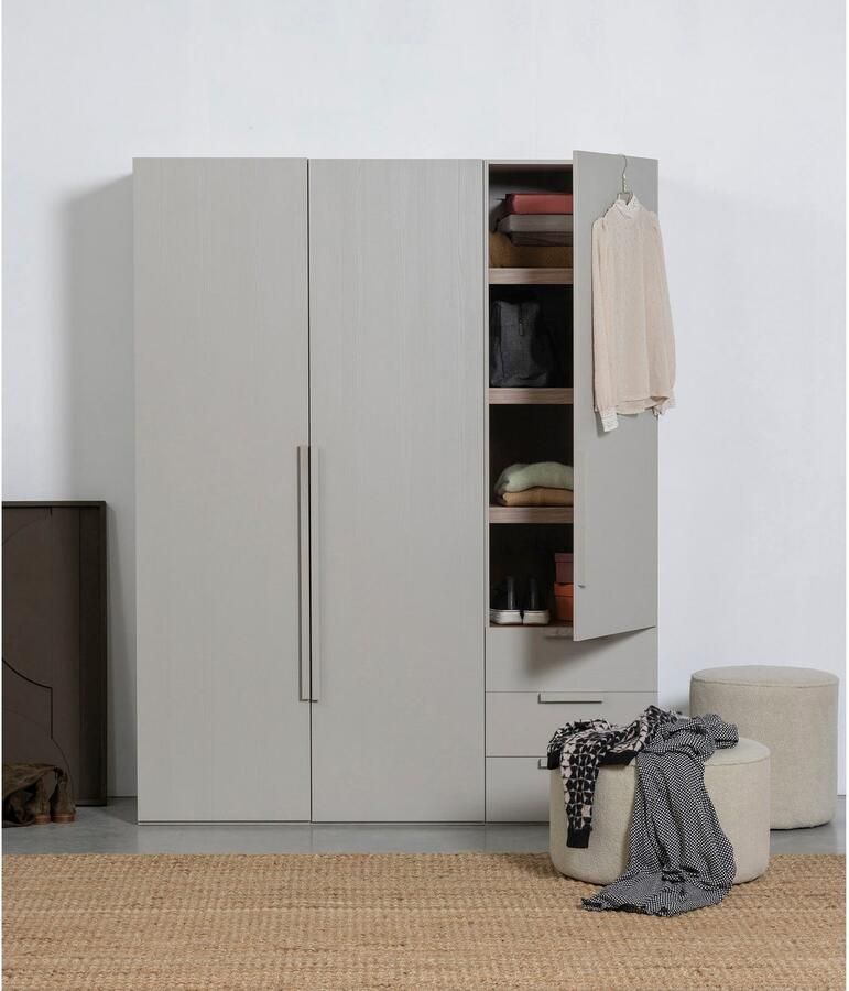 WOOOD Kledingkast Rens van notenhoutdecor veel opbergruimte hoogte 210 cm