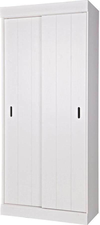 WOOOD Row Plankenkast Met Schuifdeuren Grenen Wit 195x85x44 - Foto 2