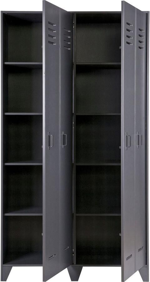 WOOOD Stijn Kledingkast 2-Deurs Grenen Staal Grijs 103x187x40 - Foto 8