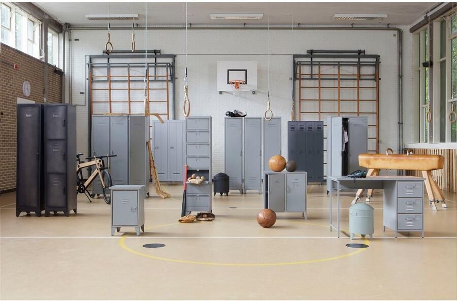 WOOOD Stijn Kledingkast 2-Deurs Grenen Staal Grijs 103x187x40 - Foto 4