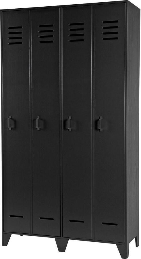 WOOOD Stijn Kledingkast 2-Deurs Grenen Zwart 103x187x40 - Foto 5