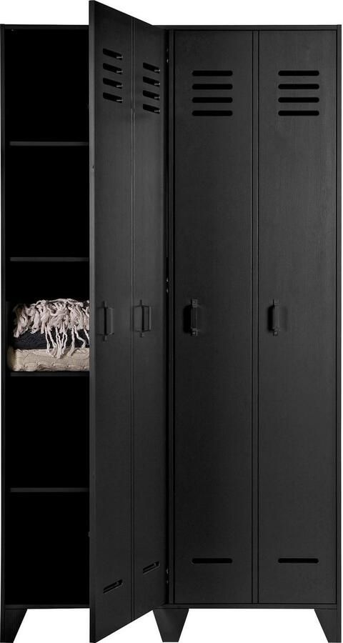 WOOOD Stijn Kledingkast 2-Deurs Grenen Zwart 103x187x40 - Foto 7