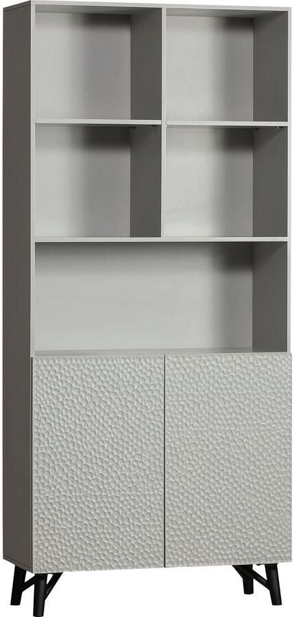 WOOOD Rek Carve Staande plank met 2 deuren met open vakken 2 deuren h 200 cm x b 90 cm - Foto 8