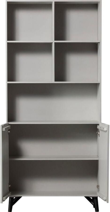 WOOOD Rek Carve Staande plank met 2 deuren met open vakken 2 deuren h 200 cm x b 90 cm - Foto 6