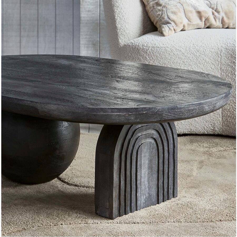 WOOOD Exclusive Salontafel Steppe Mangohout 110 x 72cm zwart Ovaal Japandi - Foto 2