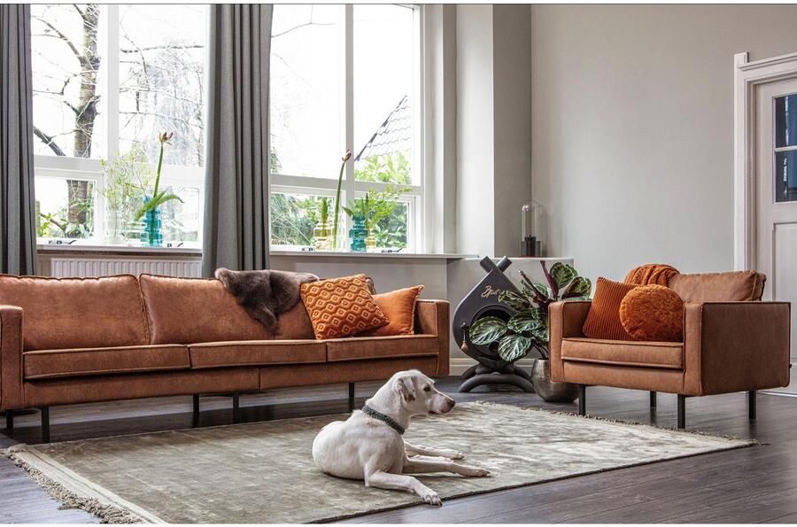 WOOOD Rodeo Fauteuil Recycle Leer Cognac Bruin 85x105x86 cm - Foto 5