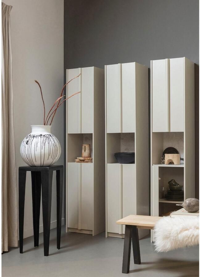 WOOOD Vitrinekast Basu Smalle Hoge kast 2 deuren 1 lade h 210 cm x b 40 cm - Foto 3