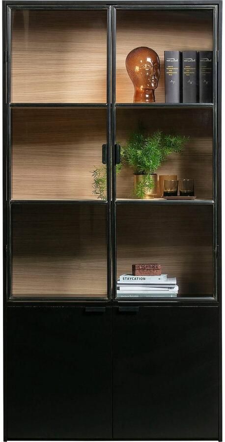 WOOOD Vitrinekast Silas met metalen deuren h 200 cm x b 100 cm - Foto 5