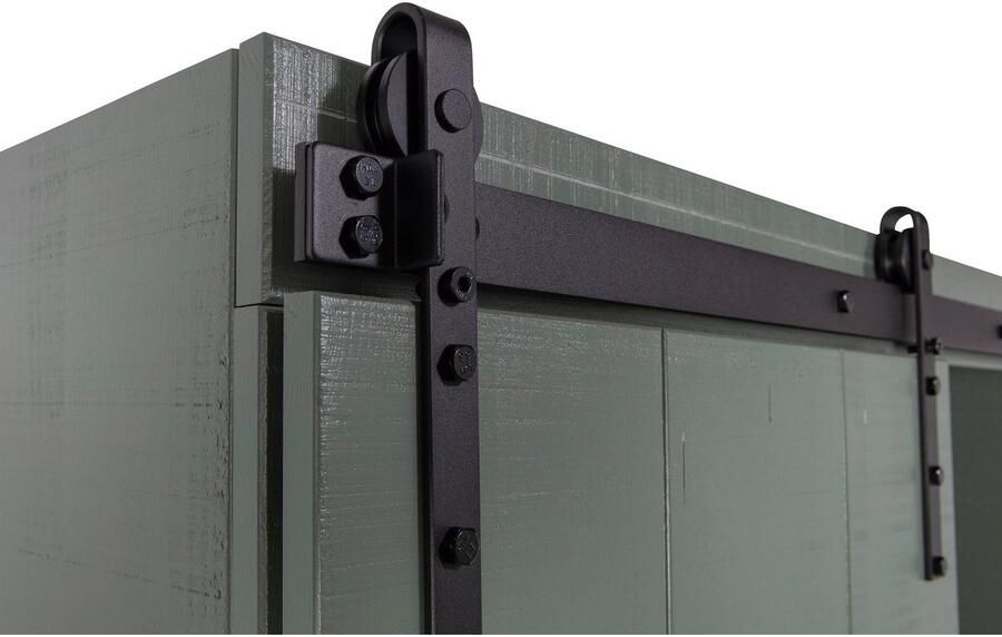 Vtwonen Wandkast Schuifdeurkast Barn Grenen Groen 122x230x37 cm (BxHxD) Metalen Rail Woonexpress - Foto 4