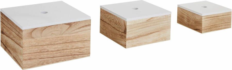 Zeller Present Opbergbox set van 3 hout wit naturel - Foto 9