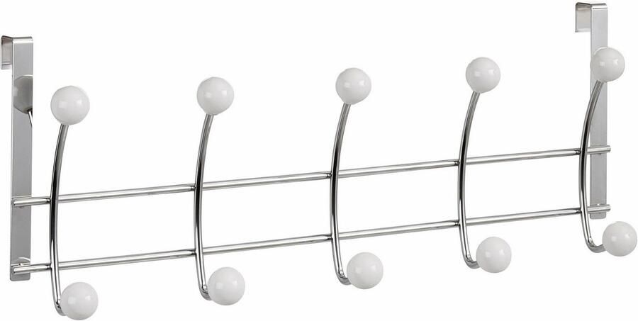 Zeller kapstok met 5 haken zilver wit 48 cm deurbevestiging - Foto 2
