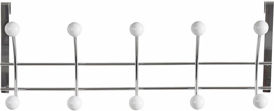 Zeller kapstok met 5 haken zilver wit 48 cm deurbevestiging - Foto 5