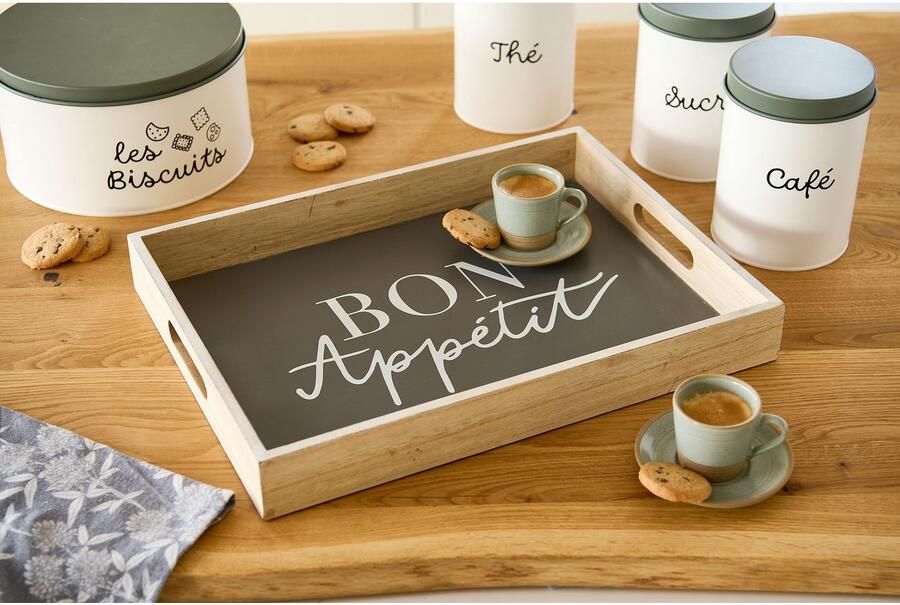 Zeller Present Dienblad met opdruk "bon appetit" 2 handgrepen (1-delig) - Foto 2