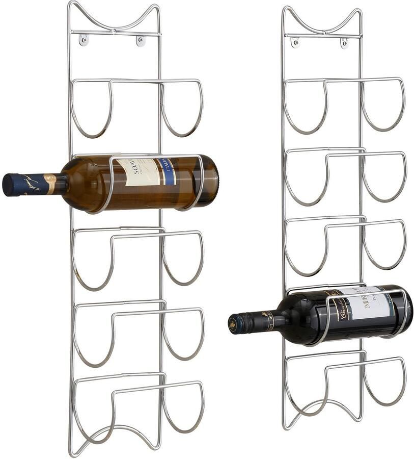 Zeller Present Flessenrek uit hoogwaardig verchroomd metaal vervaardigd (set 2 stuks)