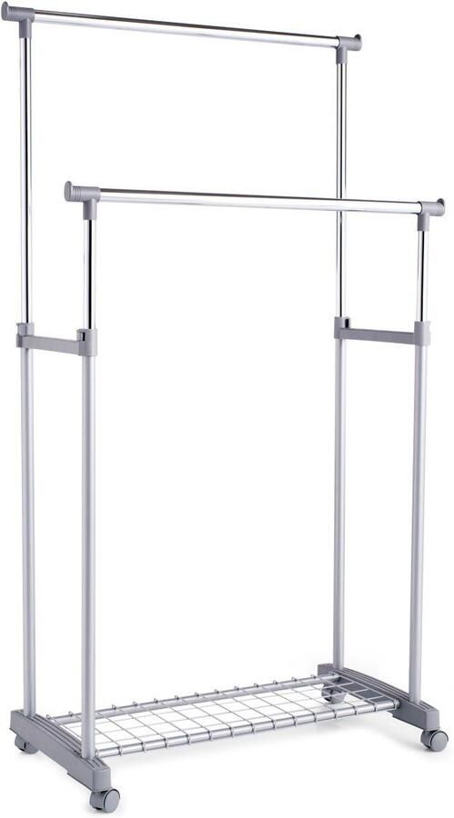 Zeller Mobiel kledingrek verstelbare dubbele stang 107 cm Kleding opbergers opbergen Kledingrekken Rommelmarkt rekken Tijdelijke kledingkasten rekken