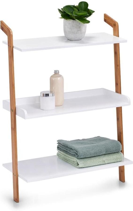 Zeller Present Ladderrek Bamboo 3 planken elk 60 x 30 cm (set 5 stuks)