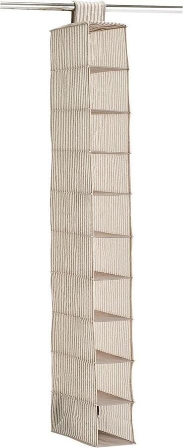 Zeller Present Multifunctionele mand Strepen 10 vakken fleece beige