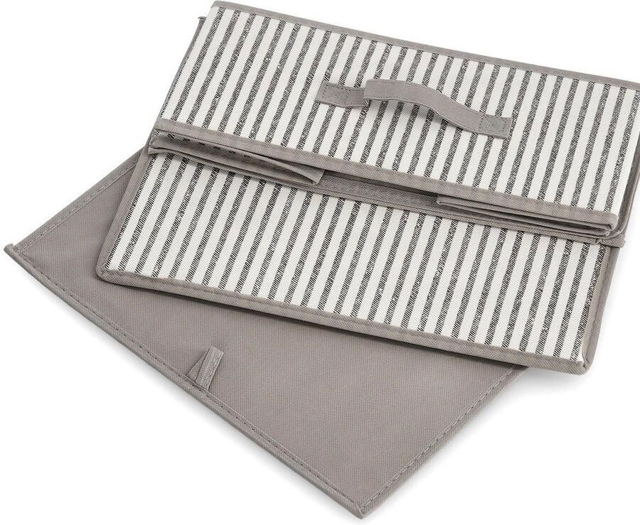 Zeller Present Opbergbox Strepen Fleece beige