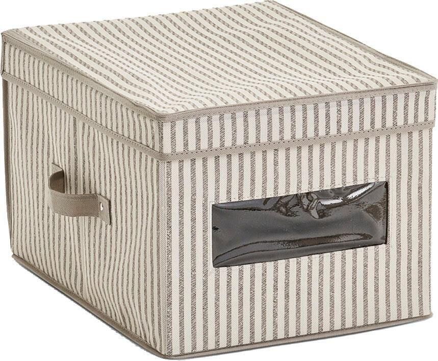 Zeller Present Opbergbox Strepen Fleece beige - Foto 4