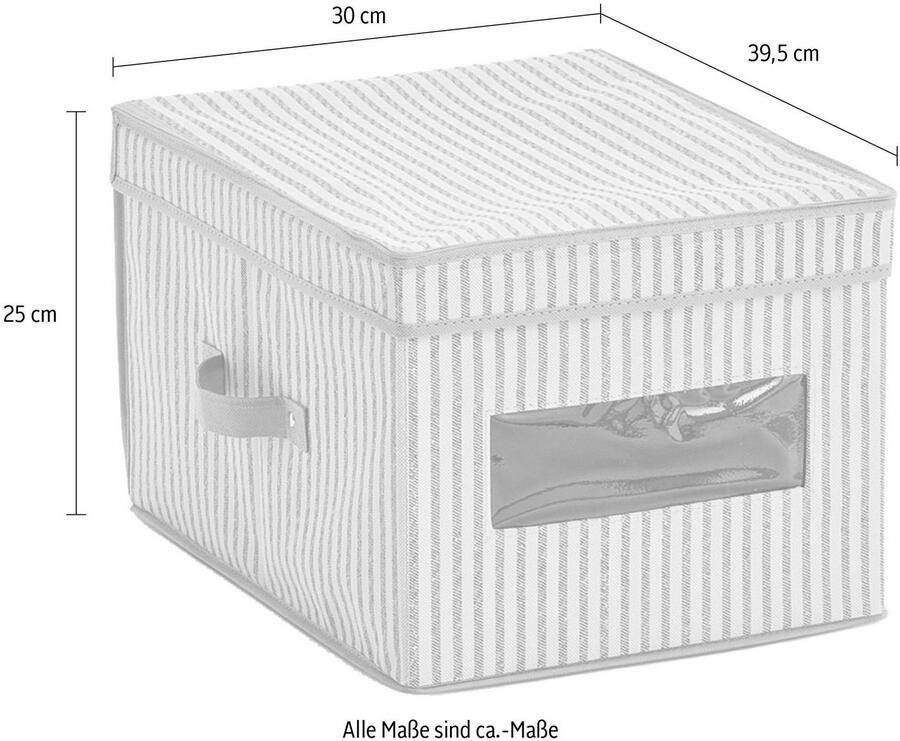 Zeller Present Opbergbox Strepen Fleece beige - Foto 2