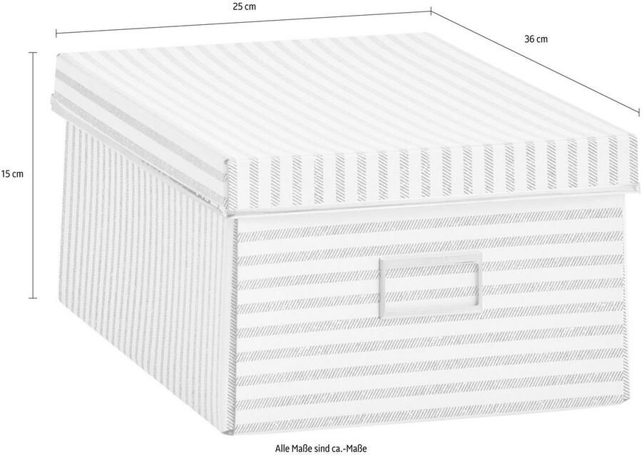 Zeller Present Opbergbox Strepen Karton beige - Foto 2