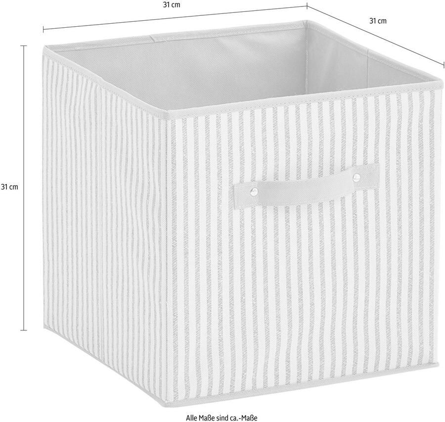 Zeller Present Opbergbox Strepen opvouwbaar fleece beige