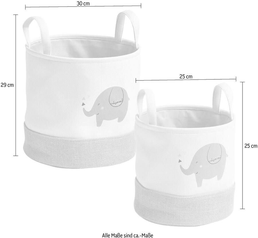 Zeller Present Opbergmand Olifant Schattig olifant diermotief (set 2 stuks)