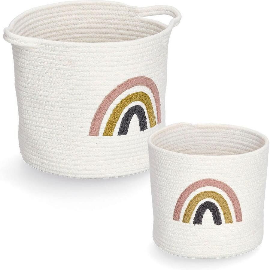 Zeller Present Opbergmand Rainbow Geborduurde regenboog (set 2 stuks) - Foto 3
