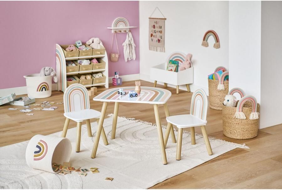 Zeller Present Opbergmand Rainbow Geborduurde regenboog (set 2 stuks) - Foto 2