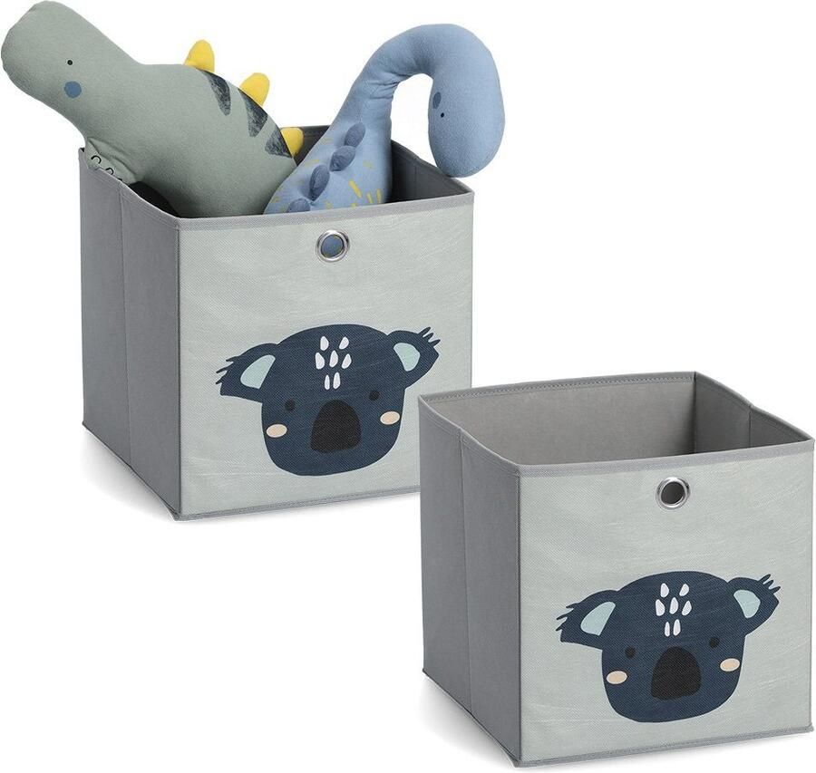 Zeller Present Organizer Koala Opbergdoos plat opvouwbaar vlies (set 2-delig)