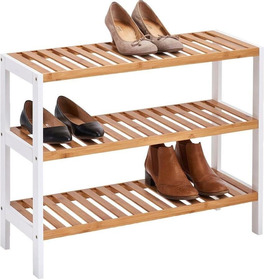 Zeller Bamboe houten schoenenrek schoenenstandaard 3-laags 70 x 26 x 54 cm Schoenen opbergen - Foto 3