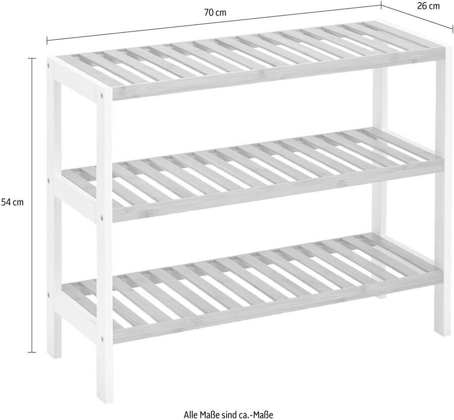 Zeller Bamboe houten schoenenrek schoenenstandaard 3-laags 70 x 26 x 54 cm Schoenen opbergen - Foto 2