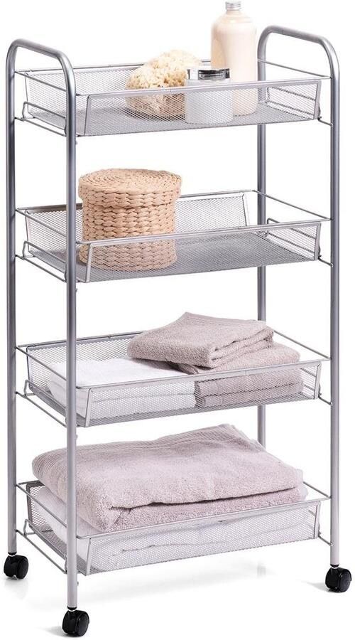 Zeller Present Trolley Mesh met vier opbergmanden hoogte 83 5 cm