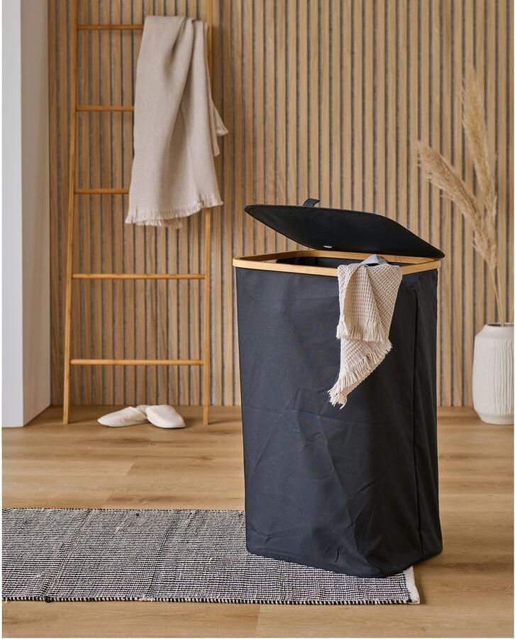 Zeller Present Wasmand Bamboe boog en klittenbandsluiting