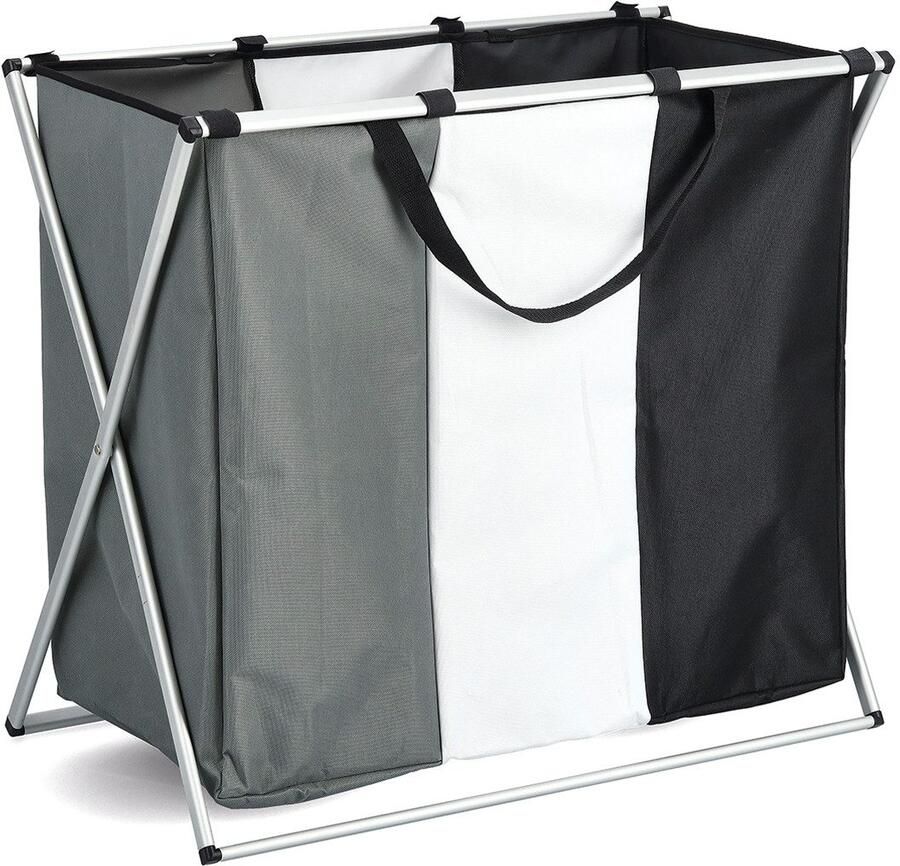 Zeller Present Wasmand met sorteerfunctie 3 vakken polyester aluminium - Foto 3