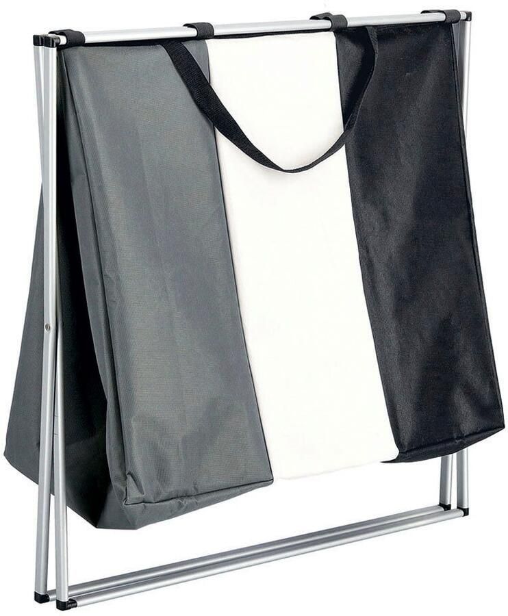 Zeller Present Wasmand met sorteerfunctie 3 vakken polyester aluminium