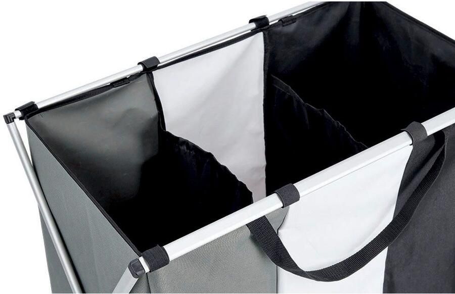 Zeller Present Wasmand met sorteerfunctie 3 vakken polyester aluminium - Foto 2