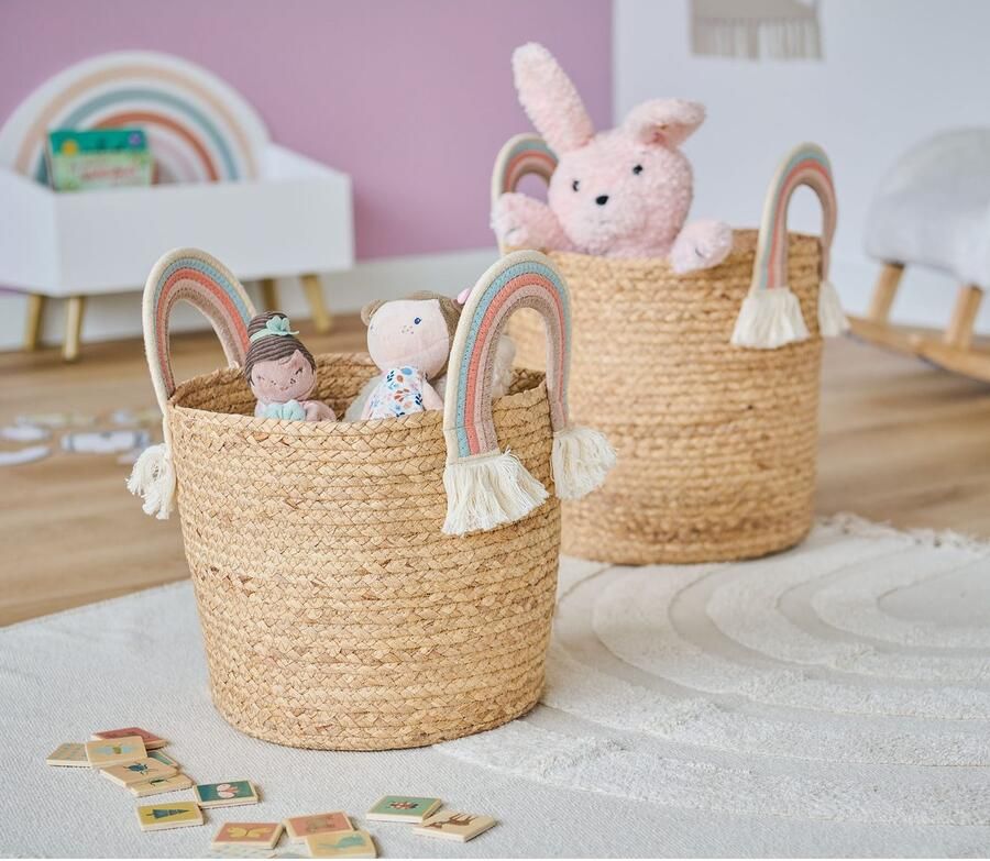 Zeller Present Wasmand Rainbow Opbergmand zeewier katoen (set 2 stuks)